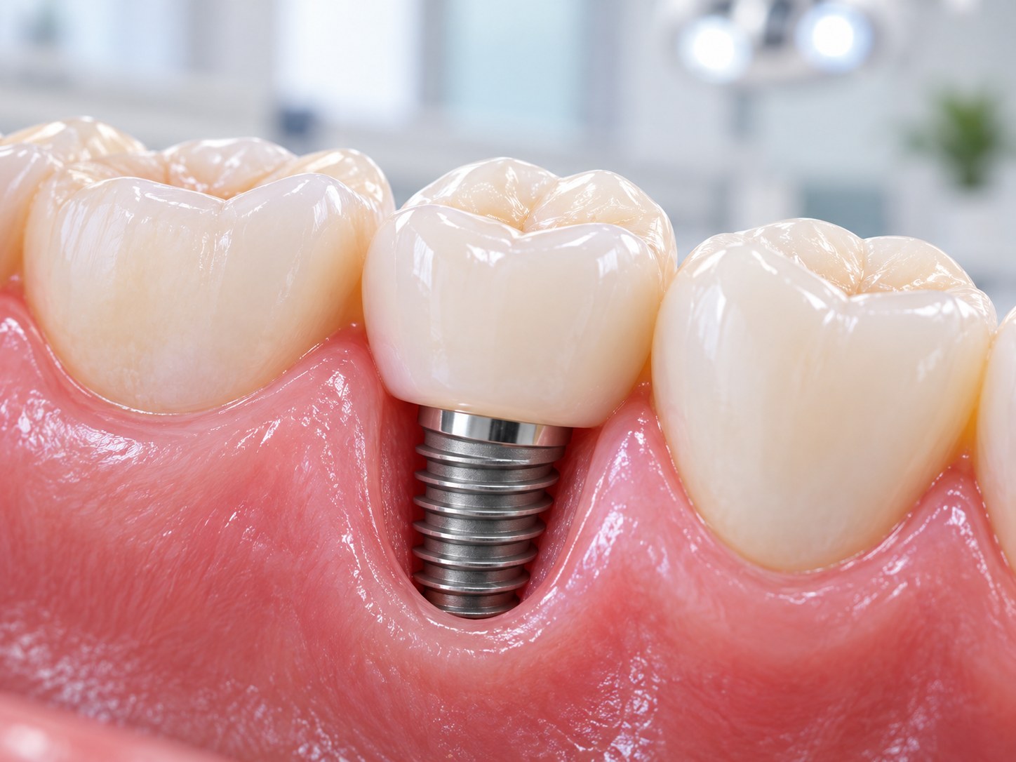 Einzelzahn-Implantat zwischen natürlichen Zähnen
